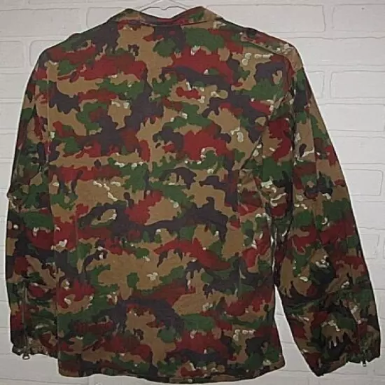 VINTAGE COMBAT CAMO JACKET MENS L HESS COAT GERMAN EURO ZIPPER MILITARY NA SWISS