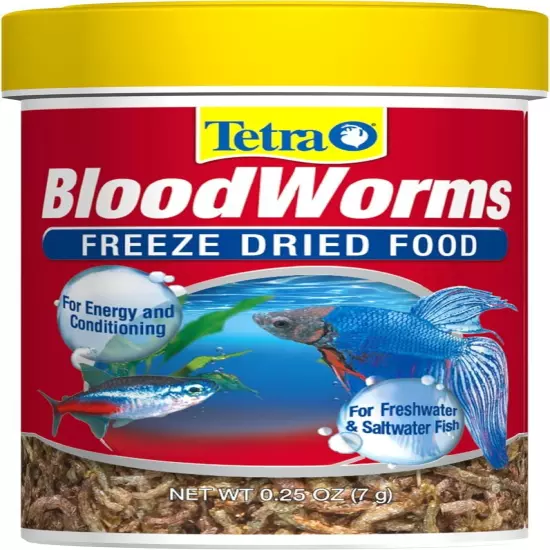 Tetra BloodWorms 0.25 Oz, Freeze-Dried Food for Freshwater and Saltwater Fish