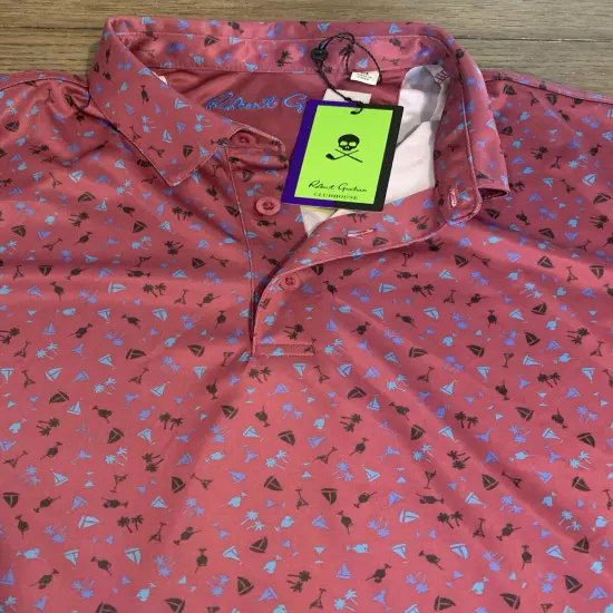 NWT Robert Graham Clubhouse Golf Classic Fit Drink & Sail Short Sleeve Polo