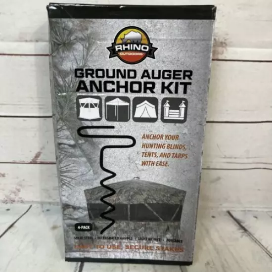 RHINO OUTDOORS Ground Auger Anchor Kit 4 Pk for Securing Blinds, Tents, Tarps 