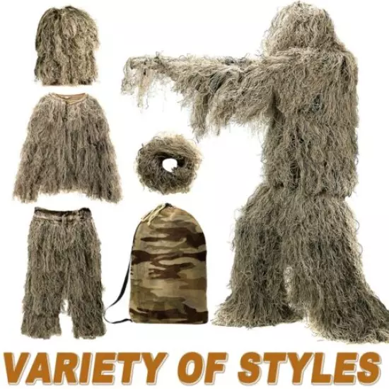 Outdoor 3D Ghillie Suit Desert Woodland Sniper Hunting Camouflage Clothing Suits