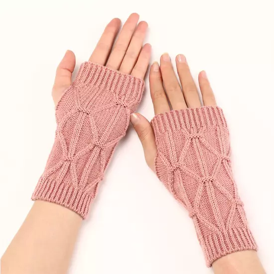 1Pair Fingerless Arm Warm Winter Knitted Gloves Hand Long Warmer Mittens Unisex