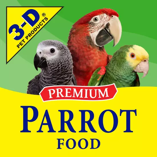 3-D Pet Products Premium Parrot Bird Food Seeds, with Probiotics, 8 lb. Bag