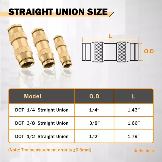 23 PCS Brass DOT Air Line Fittings Kit 1/4 3/8 1/2 DOT Quick Connect Air Fitt...