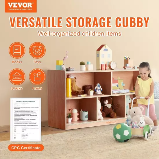 VEVOR Storage Shelf Tray Cabinet 5-Section Cubby Storage 2-Shelf for Home Schoo