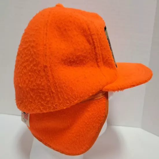 Vintage Hunt Ohio Blaze Hunter Orange Winter Hat Cap With Earflaps Mens Size XL