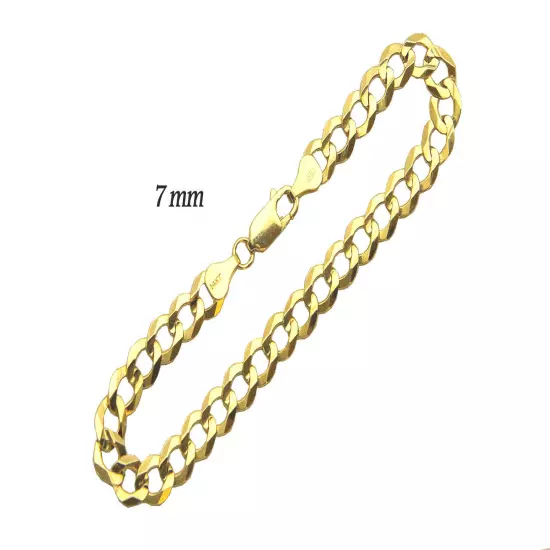 14k Solid Yellow Gold Cuban Link 3.5mm-12mm Chain Necklace Bracelet 7"-30"