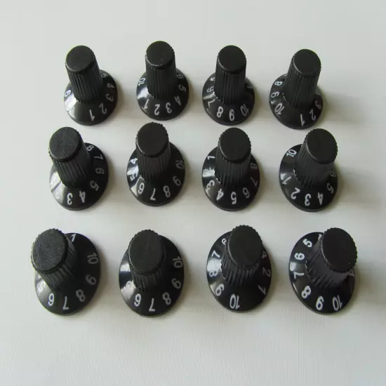 12x Guitar AMP Knob Amplifier Skirted Knobs Black w/ Black Top for Fender