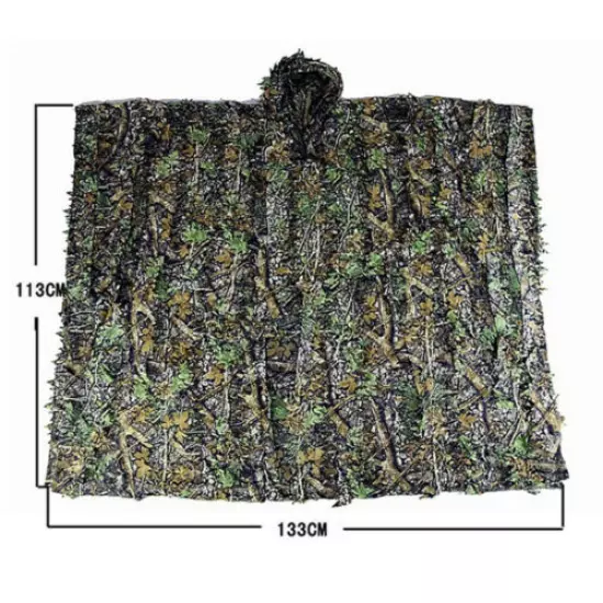 Hunting Poncho 3D Leaves Lightweight Camouflage Ghillie Suit Cloak Spring Autumn