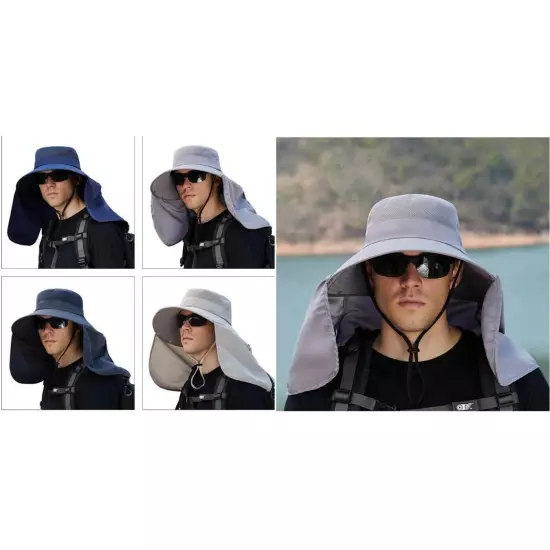 Soft Windproof Trip Sunshower Hat Head Cover Sun Protection Teesar Neck