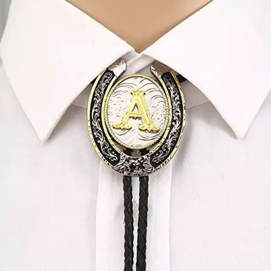 Bolo Tie for Men- Golden Initial Letter A to Z Western Cowboy Bolo Tie for Women