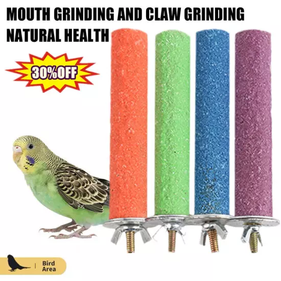 Parrot Paw Grinding Perch Stand Pet Bird Quartz Branch Budgie Shelf Chewing NICE