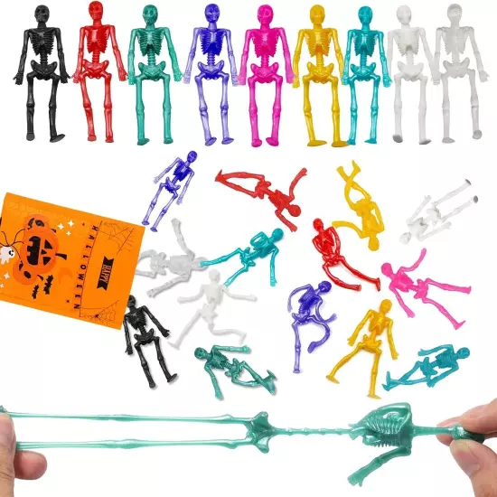 JOICEE 24PCS Halloween Stretchy Skeleton Toys, Assorted Color Skull... 