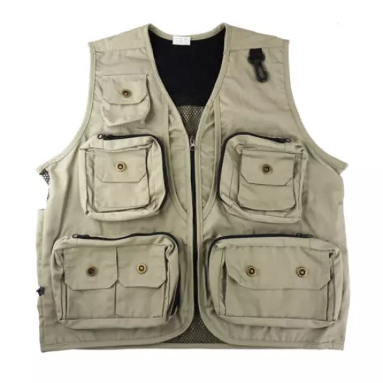 Safari Photo Vest Travel Hiking Fishing Camping Hunting Director Video Vest - M