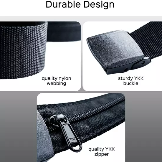 Travel Security Belt Hidden Money Pouch Wallet Pocket Waist Belt Safe Non-Metal