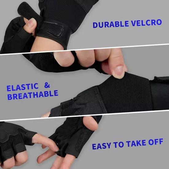 FIORETTO Fingerless Gloves for Airsoft Shooting Half Finger Hunting Hiking Cy...