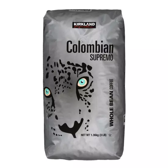 Kirkland Signature Colombian Supremo Coffee, Whole Bean, 3 lbs