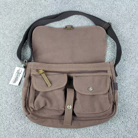 Gearonic Messenger Bag Brown Canvas Commuter Travel Shoulder Crossbody Field Bag