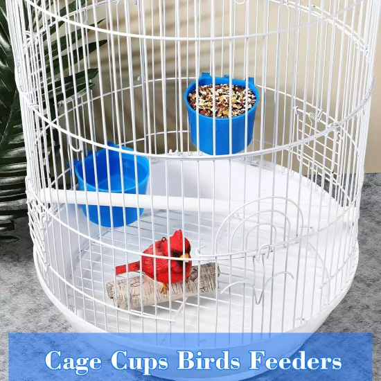 60 Pieces Cage Cups Birds Hanging Feeders Seed Bowl 8 Oz Plastic Chicken 