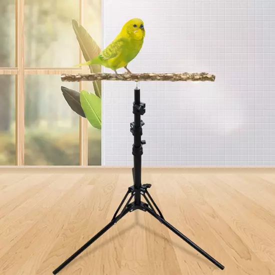 16-63 Inch Height Adjustable Bird Perch Stand, Natural Pepper Wood Parrot Per...