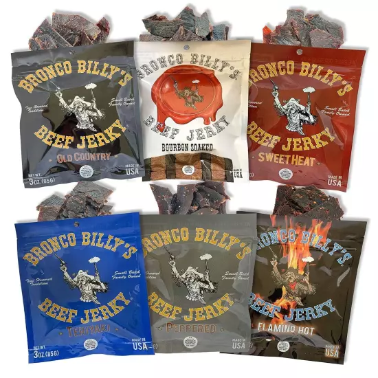 Bronco Billy's Beef Jerky 6 Pack Sampler 