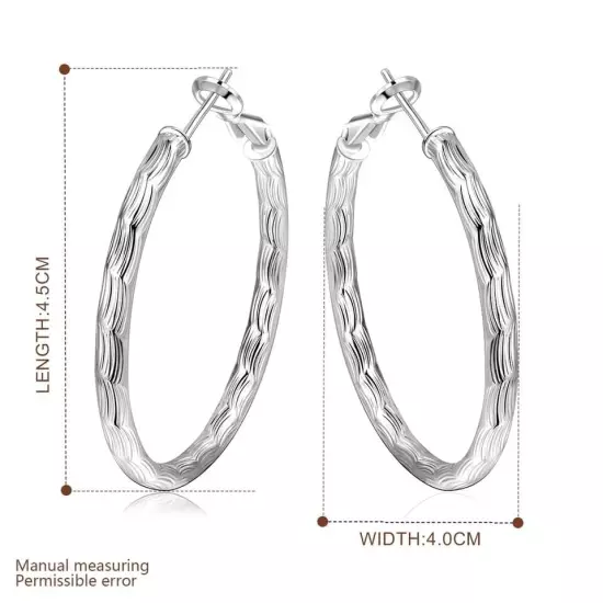 New Stunning Women Girls 925 Sterling Silver E Round Hoop Earrings 