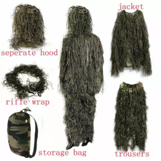 Tactical 3D Desert Outdoor Camouflage Yowie Army Hunting Sniper Ghillie Suit SET