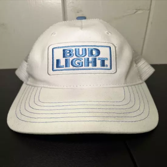 Bud Light Trucker Mesh Hat Baseball Cap Carolina Blue & White Vintage