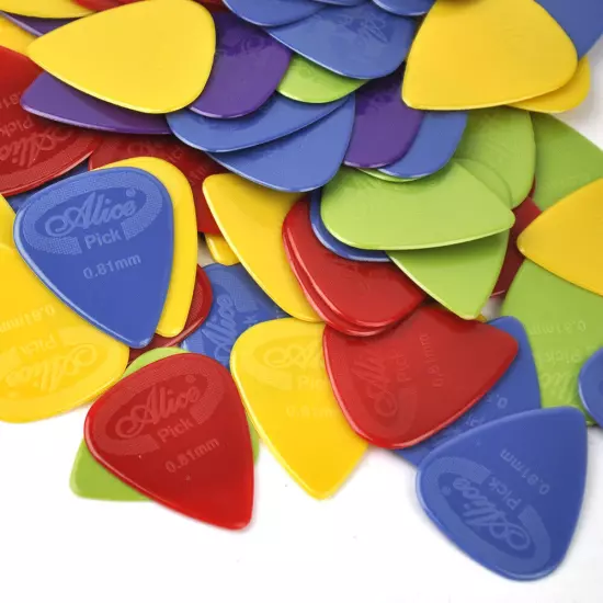 Lots of 100pcs Alice AP-G Projecting Nylon Guitar Picks Anti-Slip Mixed Colors