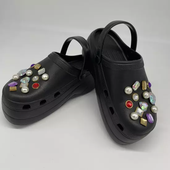 Unbranded Platform Crocs With Rhinestone Jibbitz Women’s Size 9