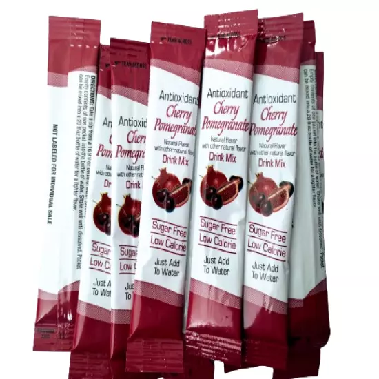 Flavor-To-Go Cherry Pomegranate Drink Mix, Sugar Free, BB10/25, Lot of 90 Packet