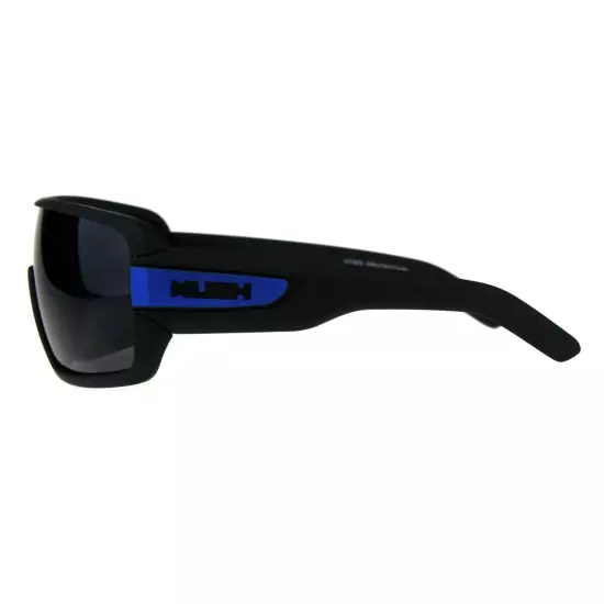 KUSH Goggle Sunglasses Mens Matted Black Shield Frame UV 400