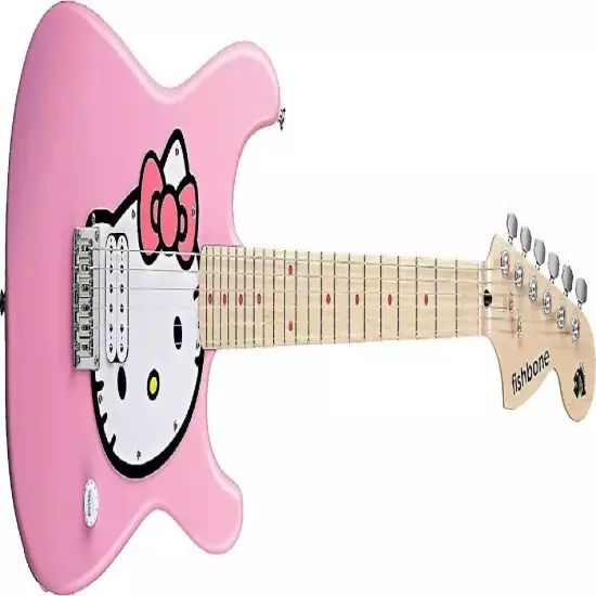 Fishbone PINK Guitar 2024 Pink Hello kitty With fishbone gig bag, Strap, Picks