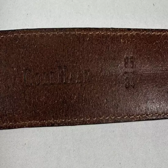 Cole Haan Brown Genuine Leather Dress Belt Men's Size 34/85 Solid Brass Buckle