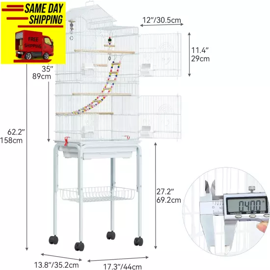 YITAHOME 62 Inch Metal Bird Cage, Large Parakeet Cages for Parrot, Cockatiel, Lo