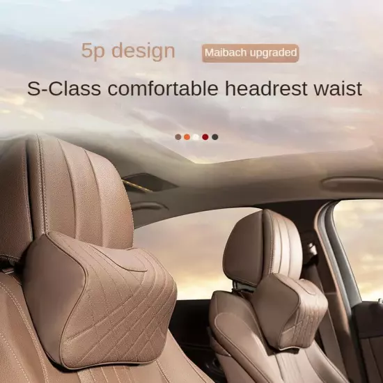 Car Seat Lumbar Cushion Leather Car Headrest Neck Pillow Universal Seat Cushion