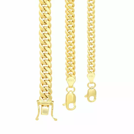 14k Yellow Gold 3.75mm-5.3mm Miami Cuban Link Chain Necklace Size 16"-30" Hollow