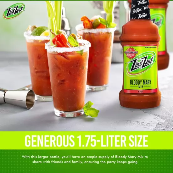 Zing Zang Bloody Mary Mix 1.75L Pack of 3 Zesty and Spicy Premium Blend