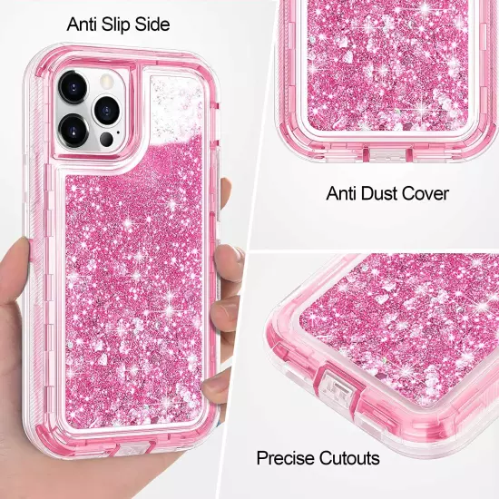 Shockproof Case For iPhone 15 14 13 12 11 Pro Max XR 8 Plus Liquid Glitter Cover