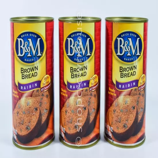 3 B&M RAISIN Brown Bread 16oz can Ready to Serve Fat Free 07/25/2025