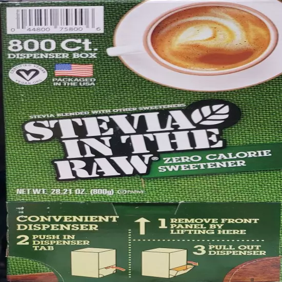 Stevia In The Raw Plant-Based Zero Calorie Sweetener Packets 800 ct Exp 12/26