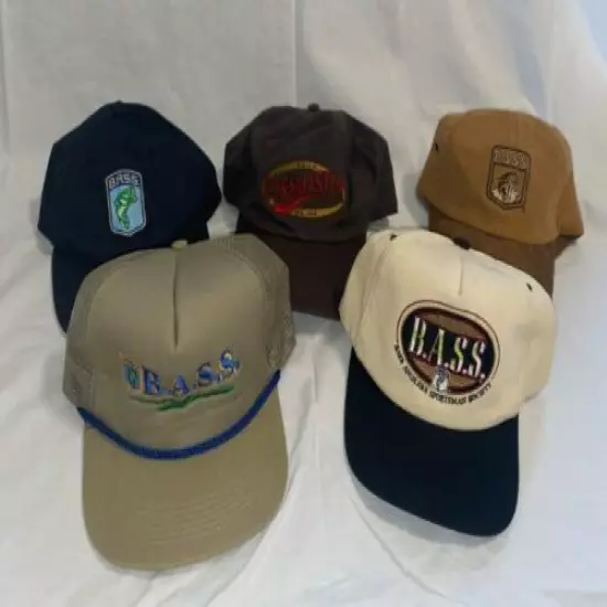 B.A.S.S. Bass Anglers Sportsman Society Trucker Snapback Hat Lot of 5 Bassmaster