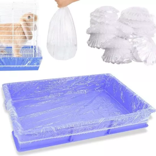 50 Pcs Clear Plastic Bunny Cage Liner Bag Universal Toilet Film for Bunny7840