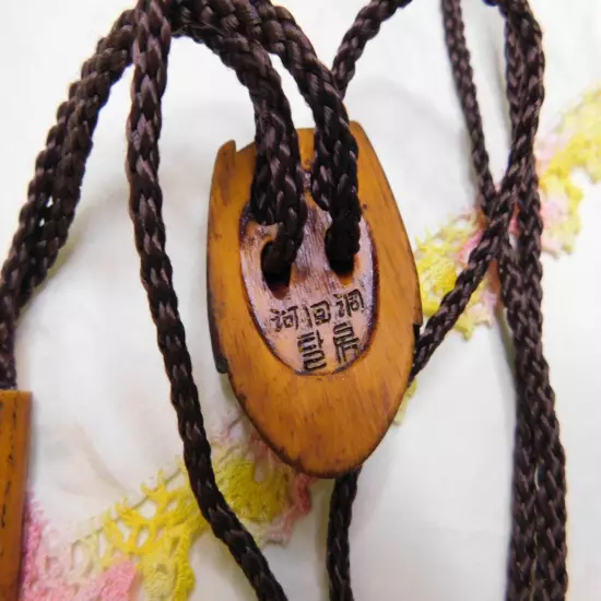 Bolo Tie Carved Wood Face Korean