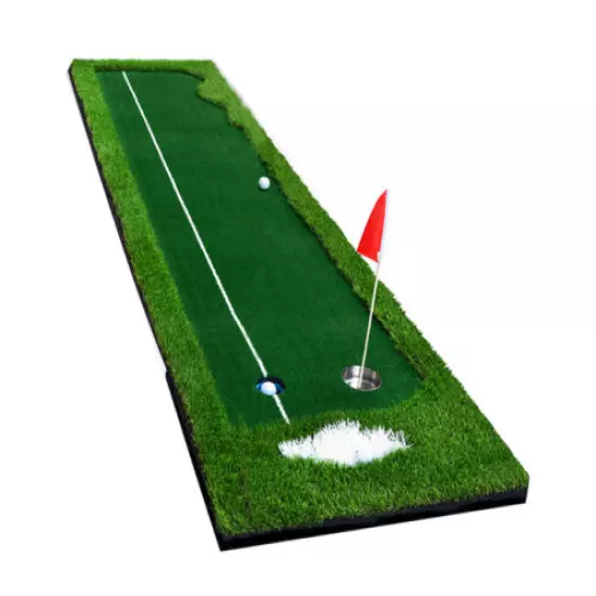 TECHTONGDA 2.5*9.8 ft Indoor Golf Putting Mat Golf Practice Training Mat Green