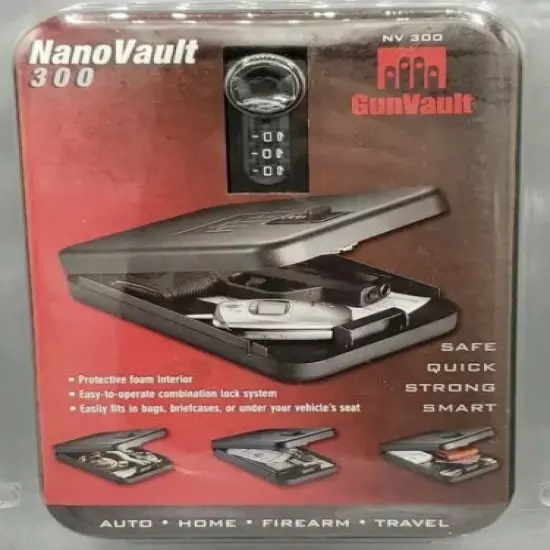 GunVault NV300 NanoVault Combination Safe 9.5in x 6.5in x 1.75in - Black