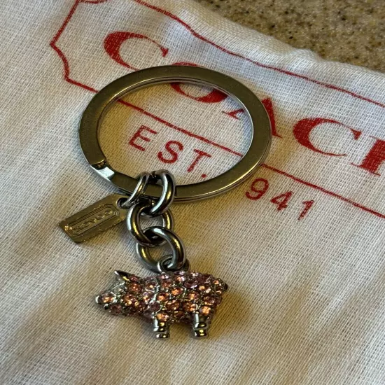 Coach Pink Pig Pave Swarovski Crystal Key Chain