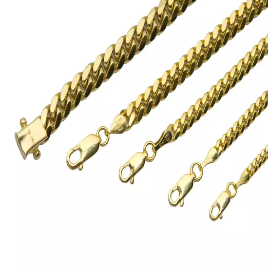 10k Yellow Gold Solid 2mm-6mm Miami Cuban Link Chain Necklace Bracelet 7"-30"