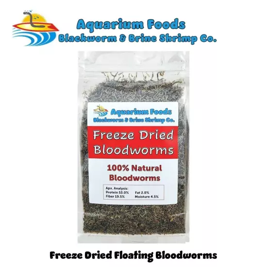 Aquatic Foods Inc. Bloodworms, Grade A Freeze Dried Bloodworms for All Tropic...