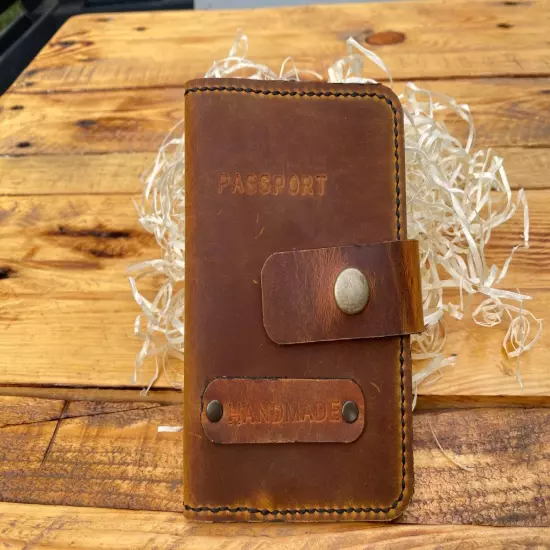 passport cover made of genuine leather. handmade.